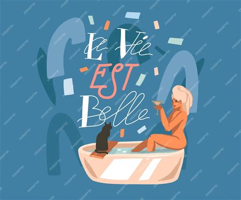 Premium Vector | Illustration, with french quote la vie est belle ...