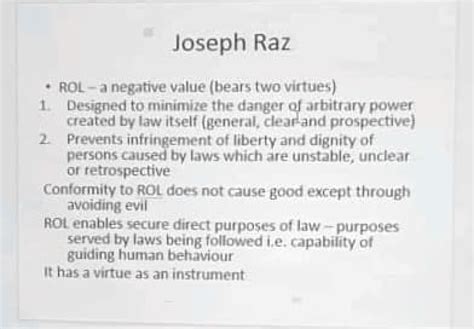 Rule Of Law Slides Joseph Raz Rol A Negative Value Bears Two Virtues