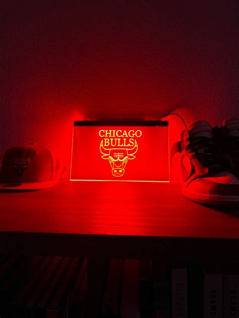 Chicago Bulls Led Neon Red Light Sign 8x12 Etsy