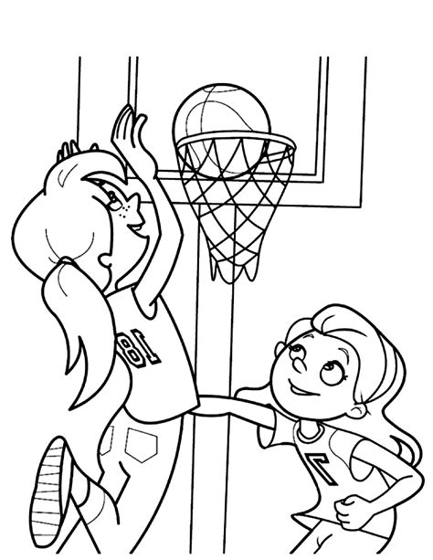 Girls Playing Basketball Coloring Page Basketball Coloring Pages For Kids