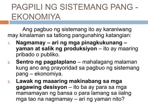 Alokasyon At Sistemang Pang Ekonomiya Araling Panlipunan 9 PPT