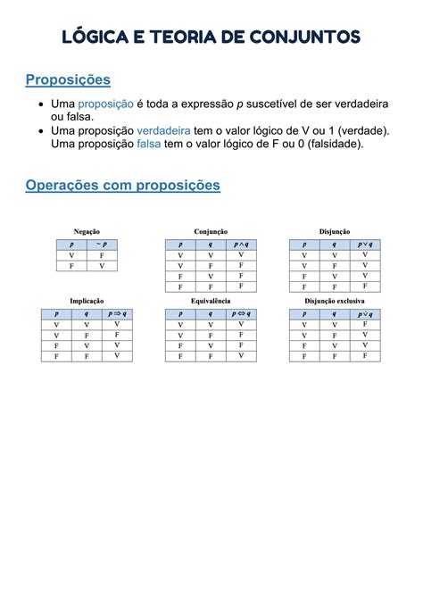 Solution Resumo L Gica E Teoria De Conjuntos Studypool