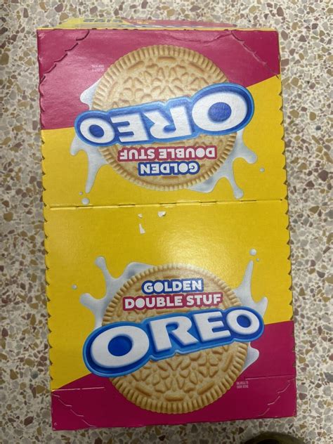 Box Oreo Double Stuf Golden Sandwich Cookies Vanilla Flavor King Size