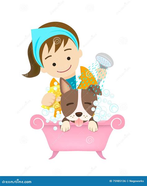 Dog Grooming Washing Pet Bathing Stock Vector Illustration Of Icon