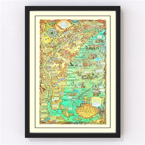 Vintage Map of The Grand Strand of South Carolina, 1972 by Ted's ...