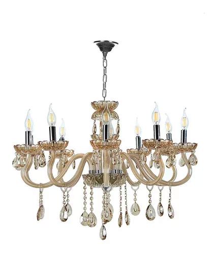 Candil Cristal 10 Luces E12 Gamalux Palace Collect Champagne Color