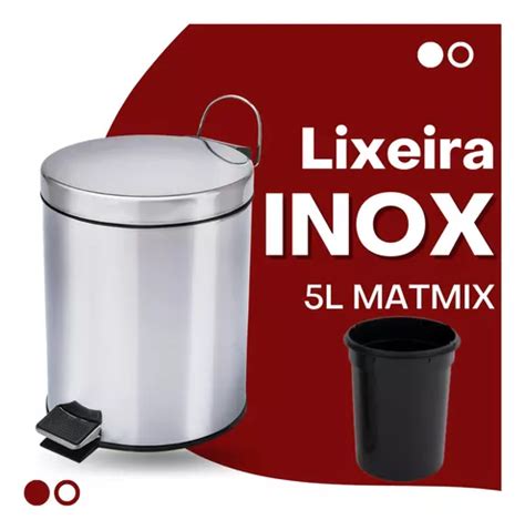 Lixeira Lixo Pedal Emborrachado A O Inox Litros Mundare Mercadolivre