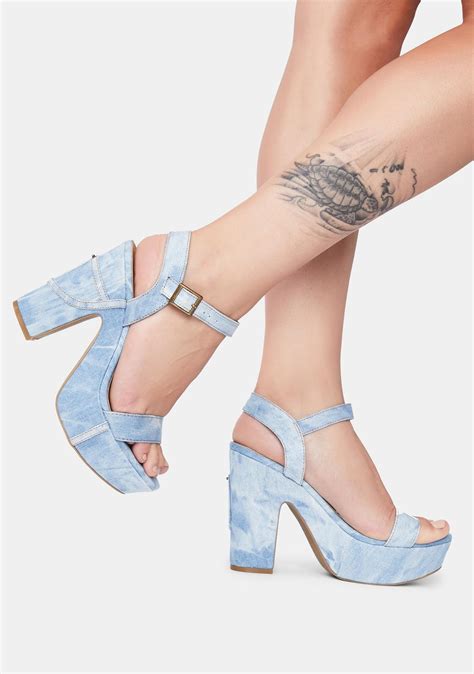 Denim Platform Heels Light Blue Dolls Kill