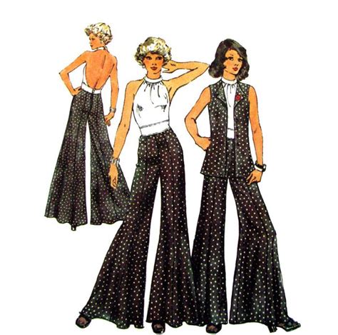 70s Backless Halter And Palazzo Pants Vintage Pattern Simplicity