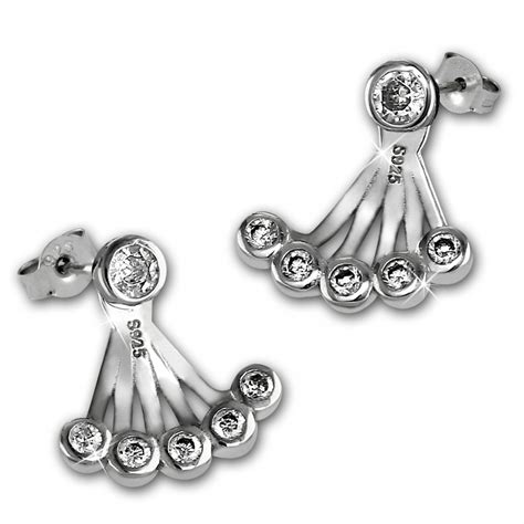 SilberDream Ohrstecker Dangle Ear Cuff Rund Zirkonia 925 Silber