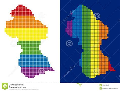 Mapa Pontilhado Pixel De Guiana Do Espectro Ilustra O Do Vetor