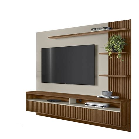 Painel Home 203cm para TV até 65 Araruna Linea Brasil Freijó Off White