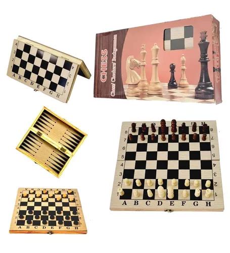 Juego De Mesa Ajedrez Damas Backgammon Madera 3 En 1 Viaje