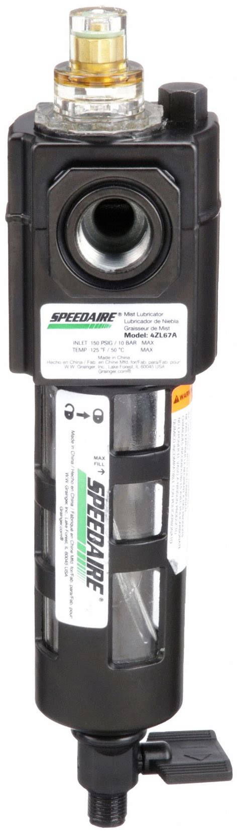 SPEEDAIRE Mist 3 8 In NPT Compressed Air Lubricator 4ZL67 4ZL67