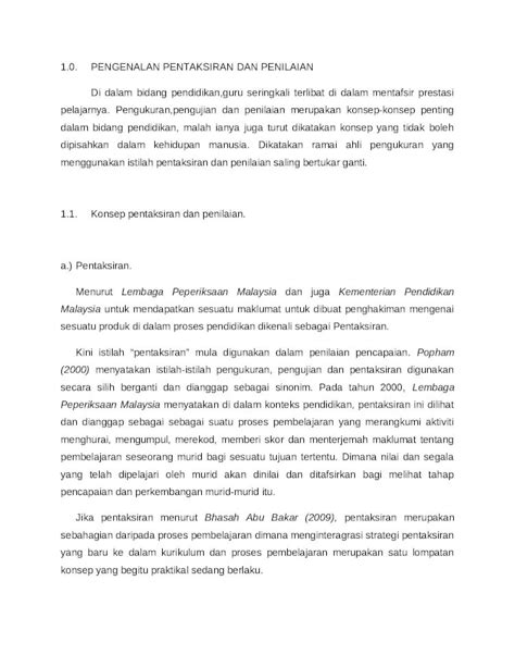 Docx Pengenalan Pentaksiran Dan Penilaian Dokumen Tips