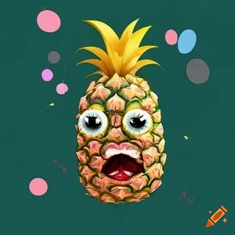 Animated Pineapple With Eyes And Singing Mouth On Craiyon