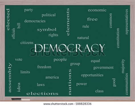 Democracy Word Cloud Concept On Blackboard Stock Illustration 188828336 Shutterstock