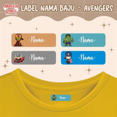 Jual Part Stiker Nama Kain Background Karakter Uk A Label Baju