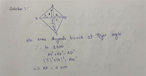 The Length Of The Diagonals Of A Rhombus Are 6 Cm And 8 Cm Find The