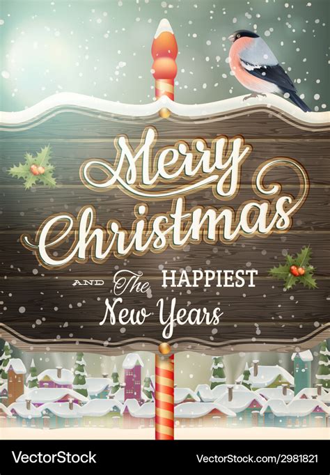 Christmas Vintage Street With Signboard Eps 10 Vector Image