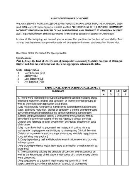 Questionnaire Thesis Pdf