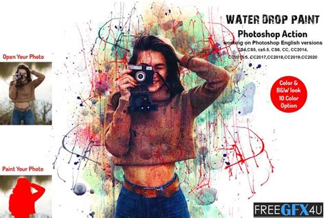 Creativemarket Water Drop Paint Photoshop Action Freegfx U