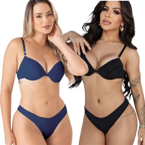 Kit 4 Conjunto Lingerie Bàsica Moda Íntima De Fábrica Cores Variadas M Parcelamento sem juros