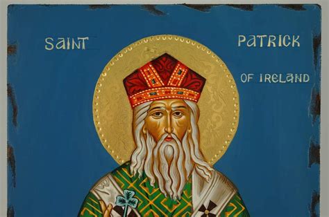 St Patrick Of Ireland Icon Polished Gold Halo Blessedmart