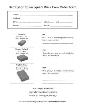 Fillable Online Town Square Brick Paver Order Form Docx Fax Email Print