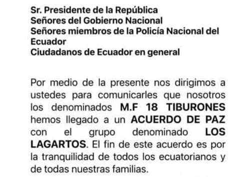 Seis Bandas Criminales De Ecuador Anunciaron Un “acuerdo De Paz” A