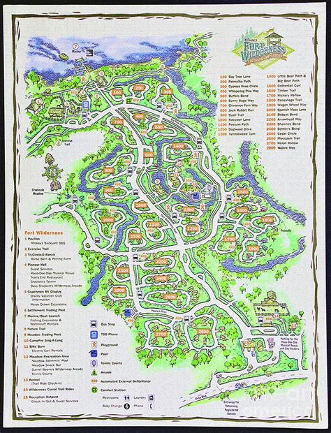 Disneys Fort Wilderness Resort And Campground Map Mixed Media By David