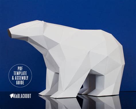 Polar Bear Papercraft Papercraft Bear Low Poly Polar Bear Etsy