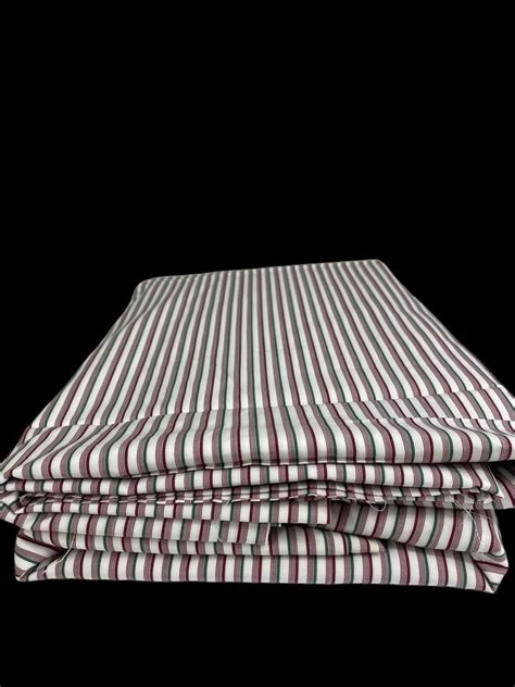 Luxurious Egyptian Cotton Fabric 5 Yd X 36 Wide Silky Red Green Stripe