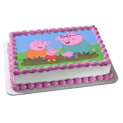 Peppa Pig Mummy Pig Daddy Pig George Edible Cake Topper Image