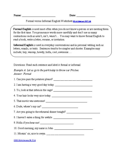 Grade Ela Worksheets