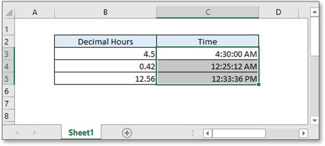 Fórmula do Excel converter horas decimais em horas e minutos