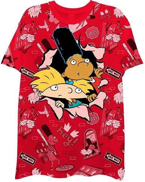 Nickelodeon Mens 90s Cartoon Shirt Rugrats Hey Arnold Ren And Stimpy