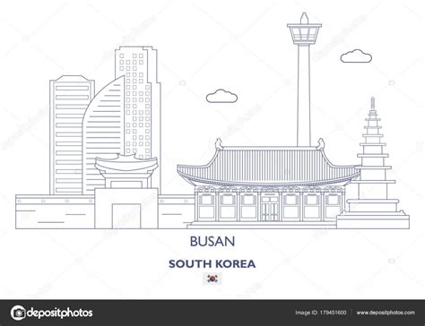 Busan Linear City Skyline South Korea Stock Vector Image By Romul