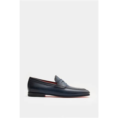 SANTONI Penny Loafers Navy BRAUN Hamburg