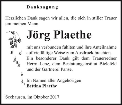 Traueranzeigen Von J Rg Plaethe Abschied Nehmen De