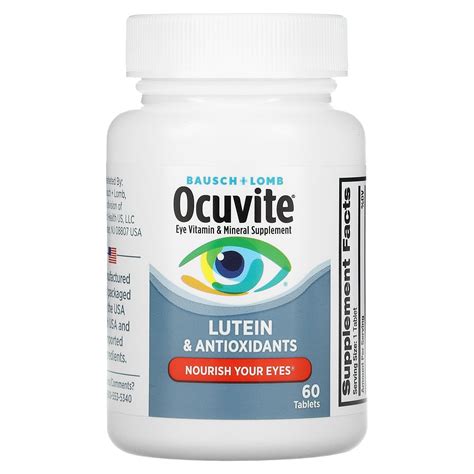 Ocuvite Suplemento De Vitaminas Y Minerales Para Los Ojos Luteína Y Antioxidantes 60 Comprimidos