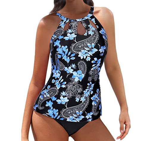 Siyecaoh Tankini Swimsuits For Women Two Piece High Neck Tankini