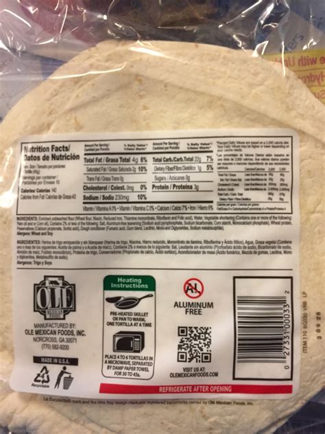 Mission 12 Inch Flour Tortilla Nutrition Facts Find Property To Rent