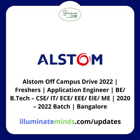 Alstom Off Campus Drive 2022 Freshers Application Engineer BE B