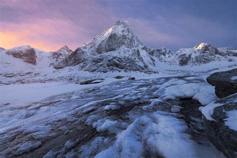 Lofoten Islands Mountains Above A Waterfall Fine Art Print | Photos by ...