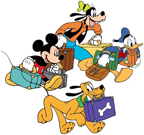 Clip Art Of Mickey Mouse Goofy Donald Duck And Pluto Going On Vacation Disney Mickeymouse