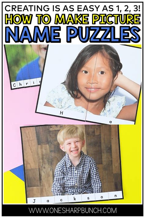 Editable Picture Name Puzzles for Name Practice - One Sharp Bunch