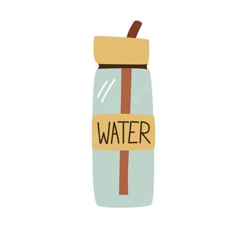 Reusable Straw Vector PNG Images, Tourist Reusable Bottle With Water ...