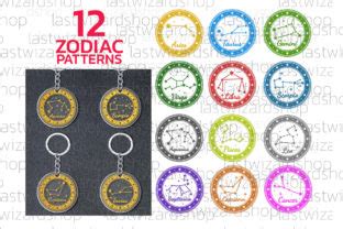 12 Zodiac Keychain Svg Horoscope Signs Graphic By Lastwizard Shop