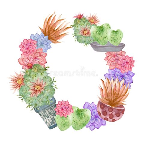 Watercolor Cactus Frame Stock Vector Illustration Of Watercolor